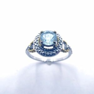 Sterling Round Cut Topaz Ring - Size 8